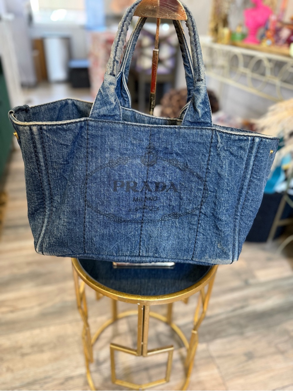 Prada Blue Denim Canapa